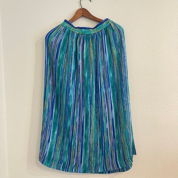 Vintage KORET Long Maxi Pleated Vertical Striped Skirt, Size SMALL - Picture 2 of 9